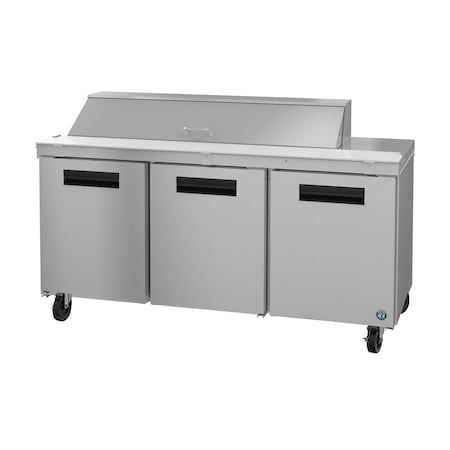 Hoshizaki Refrigerator, Three Section Sandwich Prep Table, Stainless Doors,  SR72B-16